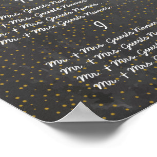 Gold Dots Wedding Chalkboard Guest Seating Chart