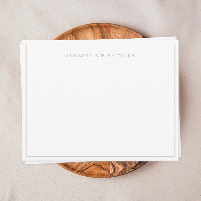 Gold Double Border Couple Card (Gold double border vintage typography couple note card)