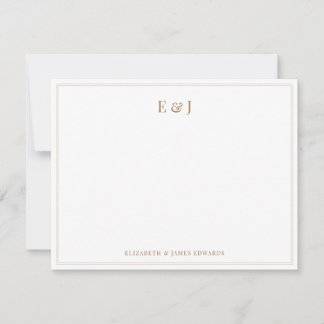 Gold Double Border Elegant Couple Initials Card