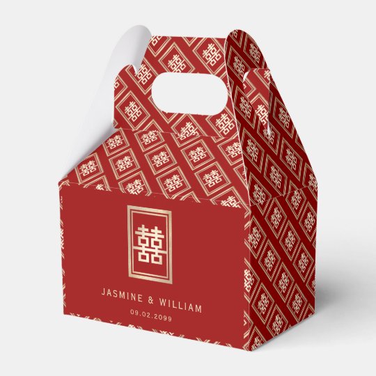 Gold Double Happiness Chinese Wedding Favour Box Zazzle Co Uk