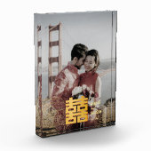 Gold Double Happiness Chinese Wedding Photo Acrylic Award (Left)