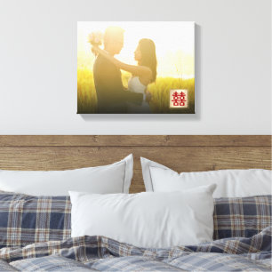 Gold Double Happiness Chinese Wedding Photo Canvas Print