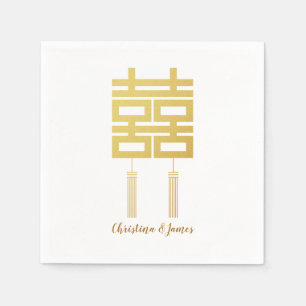 Gold Double Happiness Wedding Party Napkin Set