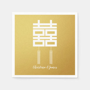 Gold Double Happiness Wedding Party Napkin Set