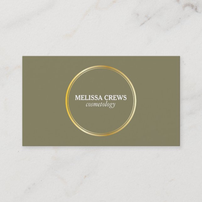 Gold Double Ring (olive green) Business Card (Front)