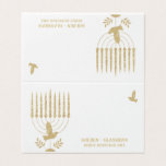 Gold Dove Menorah Hannukah Place Seating Card<br><div class="desc">A beautiful gold and white Hannukah guest place seating card featuring a gold flying dove menorah with your family names and year of gathering. An impressive place card that becomes a holiday keepsake.</div>