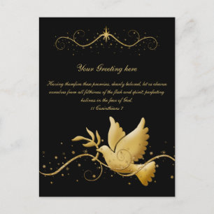 Gold dove of peace bible verse christian greeting postcard