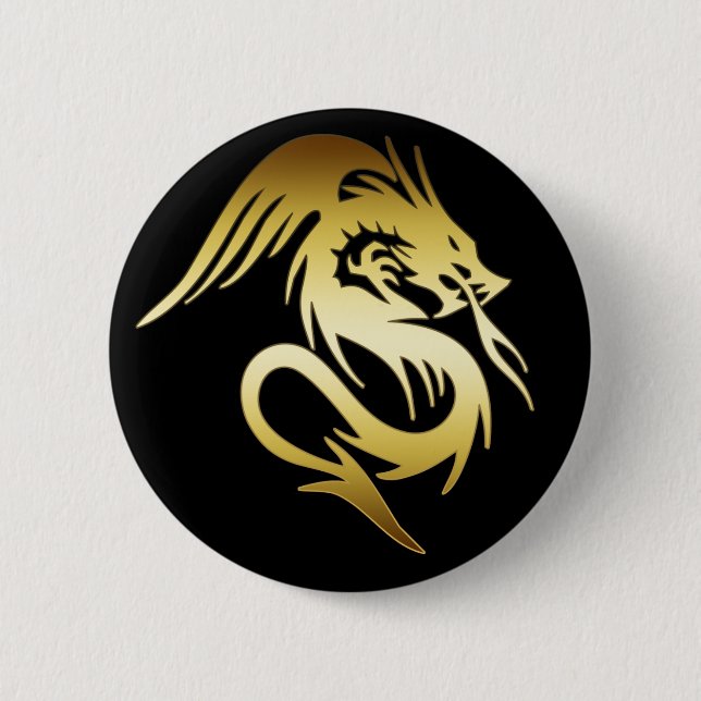 GOLD DRAGON 6 CM ROUND BADGE (Front)
