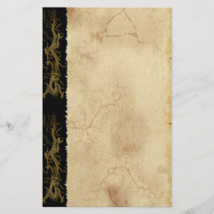 Gold Dragon Asian Parchment-effect Stationery