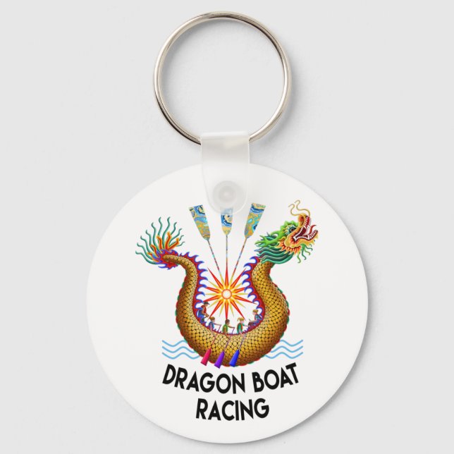 Gold Dragon Boat Racing Key Ring (Front)