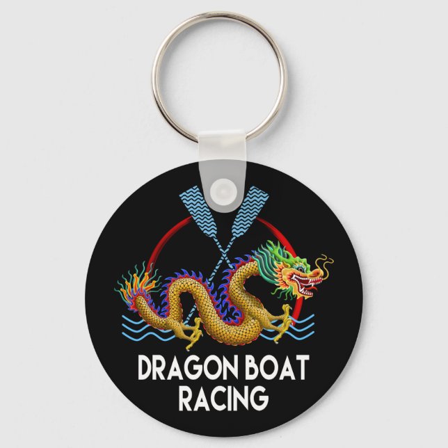 Gold Dragon Boat Racing Keychain (Front)