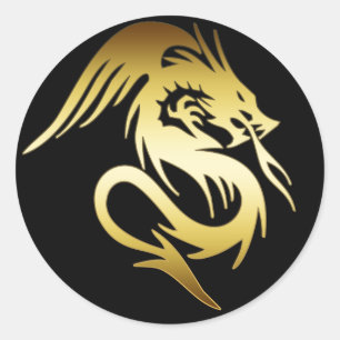 GOLD DRAGON CLASSIC ROUND STICKER