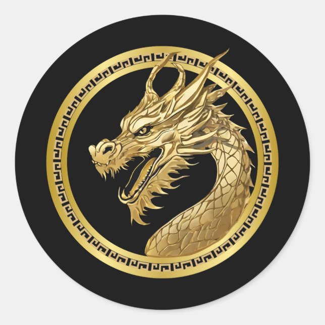 Gold Dragon Classic Round Sticker (Front)