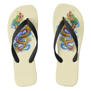 Gold Dragon Flip Flops