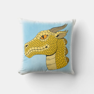 Gold Dragon Head in Profile Cushion