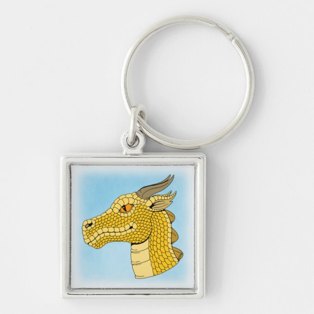 Gold Dragon Head in Profile Key Ring (Front)