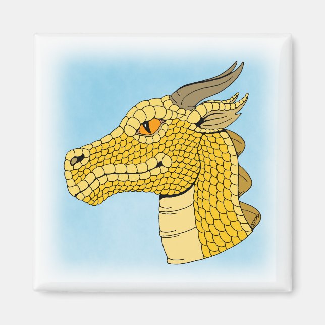 Gold Dragon Head in Profile Magnet (Front)