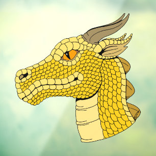 Gold Dragon Head in Profile Window Cling