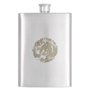 Gold Dragon Hip Flask