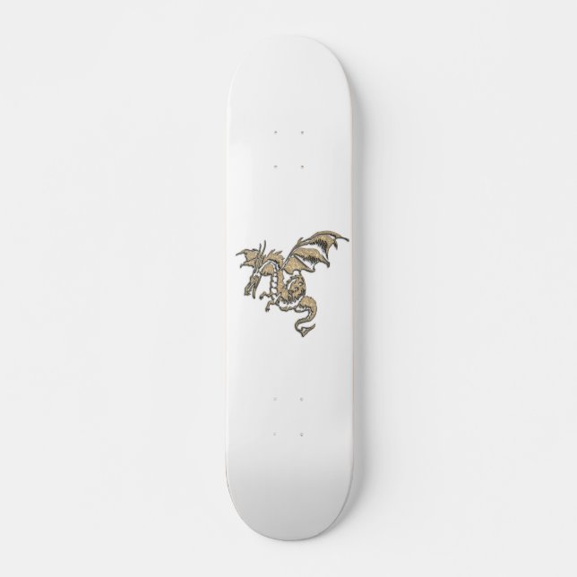 Gold Dragon on White Skateboard (Front)