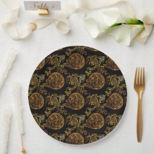Gold Dragon Paper Plate