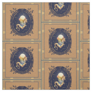 Gold Dragon Rider Faery Pixel Art Fabric