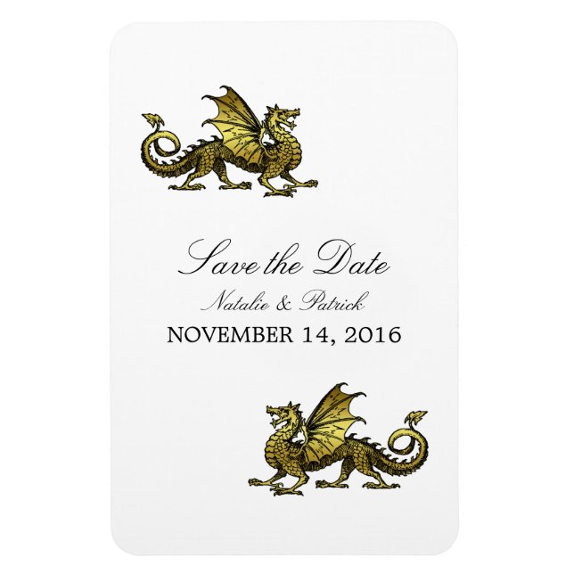 Gold Dragon Save the Date Magnet (Vertical)