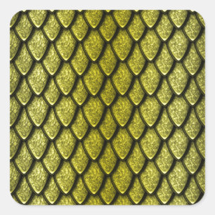 Gold Dragon Scales Square Sticker