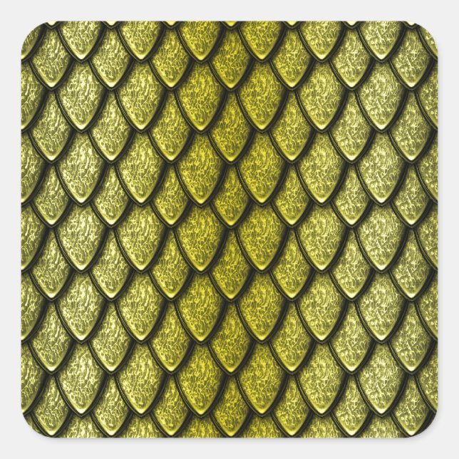 Gold Dragon Scales Square Sticker (Front)