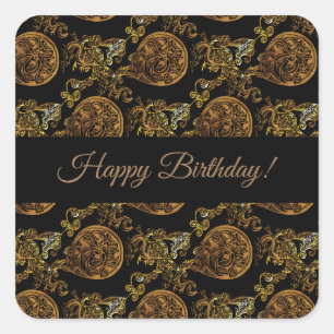 Gold Dragon Square Sticker