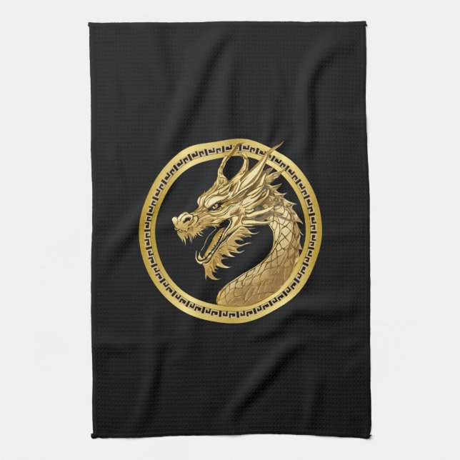 Gold Dragon- Tea Towel (Vertical)
