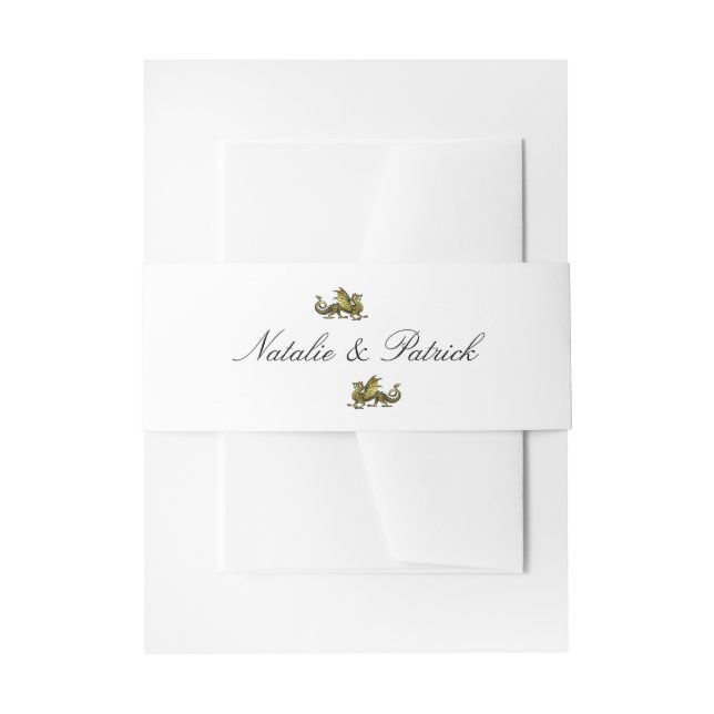 Gold Dragon Wedding Belly Bands Invitation Belly Band (Front Example)