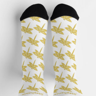 Gold Dragonfly Design Socks