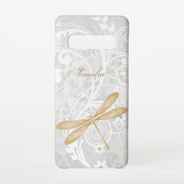 Gold Dragonfly Personalise Samsung Galaxy Case (Back)