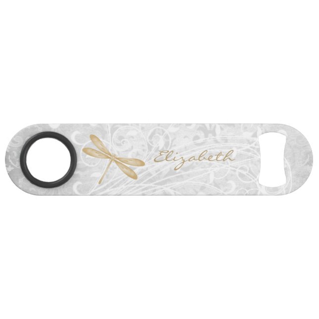Gold Dragonfly Personalised Bottle Opener (Front (Horizontal))