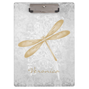 Gold Dragonfly Personalised Clipboard