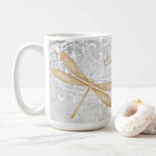 Gold Dragonfly Personalised Coffee Mug