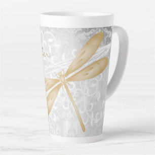 Gold Dragonfly Personalised Latte Mug