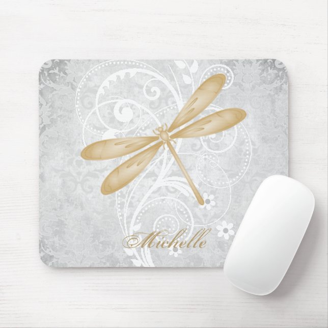 Gold Dragonfly Personalised Mouse Pad (With Mouse)