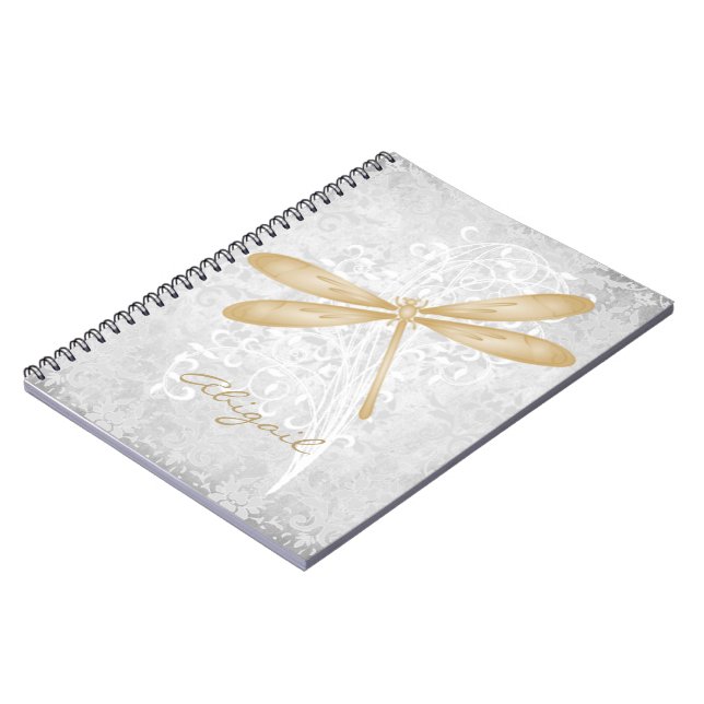 Gold Dragonfly Personalised Notebook (Left Side)