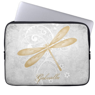 Gold Dragonfly Personalized Laptop Sleeve