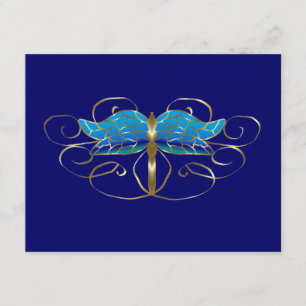 Gold Dragonfly Tiara Wedding RSVP Card