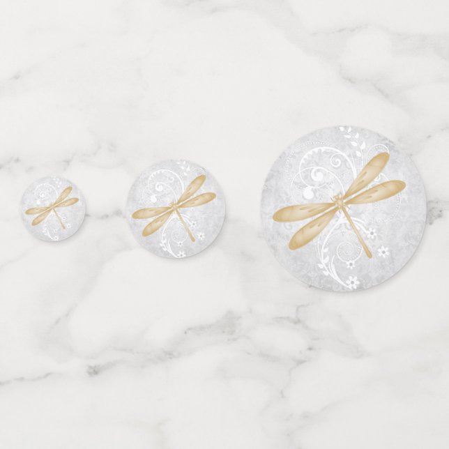 Gold Dragonfly Wedding Table Confetti (Fronts)