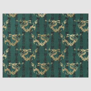 Gold Dragons on Green Decoupage Tissue Paper