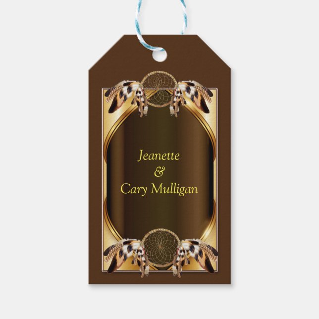 Gold Dream catcher banner Gift Tag (Front)