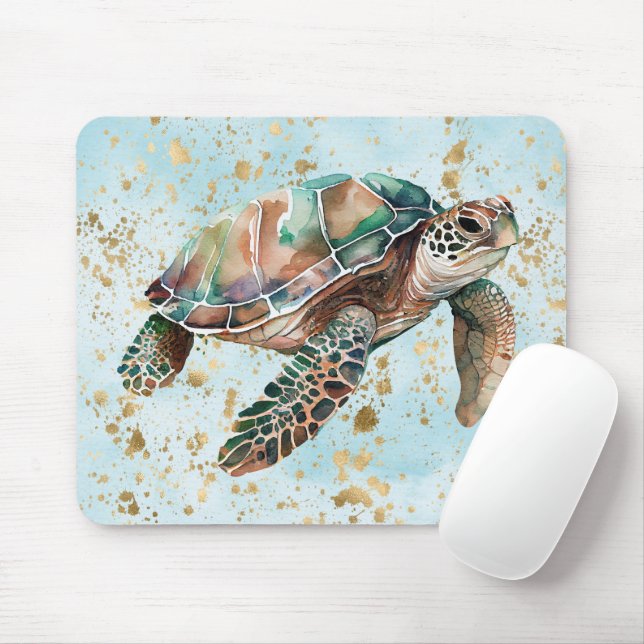 Gold Dream Sea Turtle Mouse Mat (With Mouse)