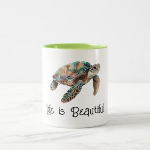Gold Dream Sea Turtle Two-Tone Coffee Mug