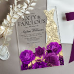 Gold Dress 60th Birthday Party Purple Flower Acrylic Invitations<br><div class="desc">Gold Dress 60th Birthday Party Purple Flowers Invitation

See matching collection in Niche and Nest Store

Many thanks</div>