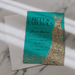 Gold Dress Elegance 50 & Fabulous! 50th Birthday Invitation<br><div class="desc">Gold Dress Elegance 50 & Fabulous! 50th Birthday Invitations
Variations to the invitation and matching items in our store</div>