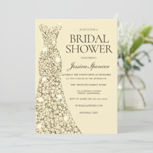 Gold Dress Golden Gown Bridal Shower Invitation